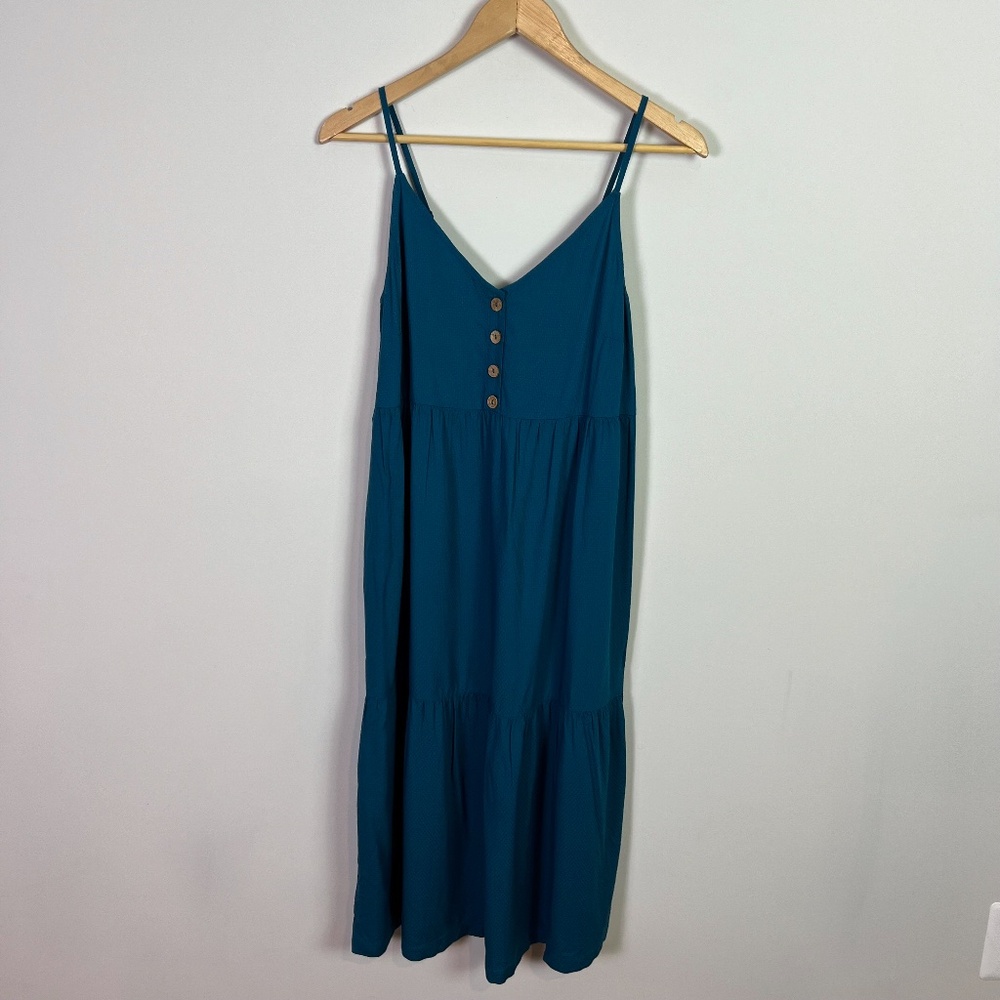 Roxy Blue Spaghetti Strap Midi Dress New Size X Small Summer Vacation Spring